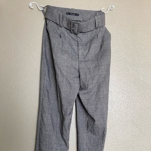 Zara High Waisted Trousers | Plaid Trousers